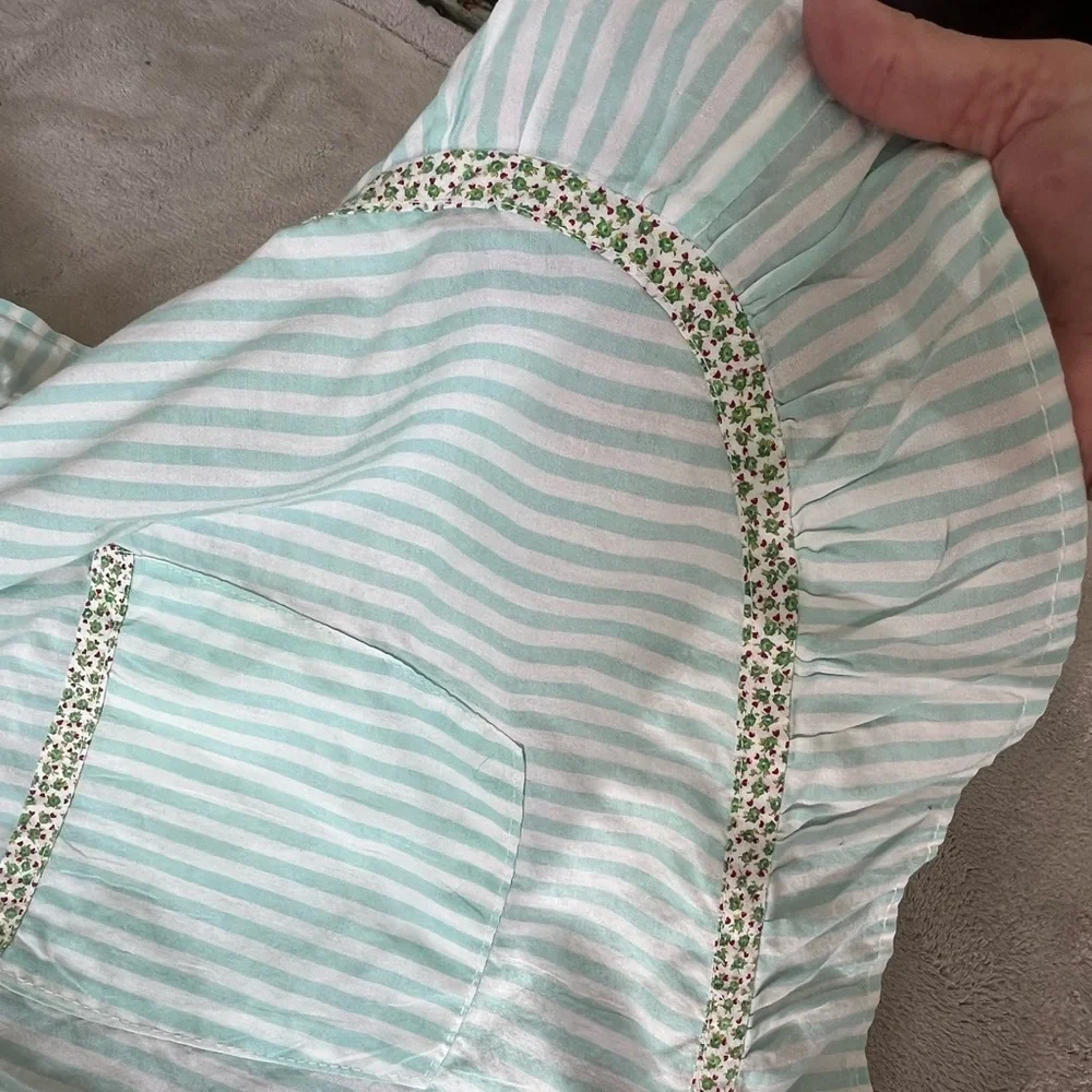 Vintage Handmade 1/2 Apron Mixed Print Whimsical Striped Floral